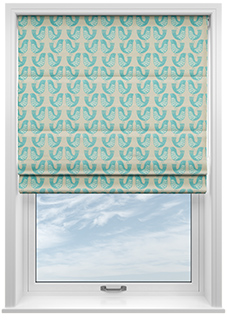 Scandi Birds, Aqua - Roman Blind